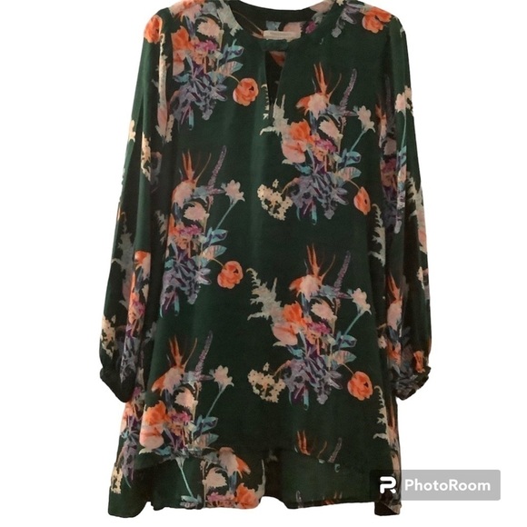 Cost Plus World Market Dresses & Skirts - World Market long sleeve dress, size S-M. Hunter green with florals.